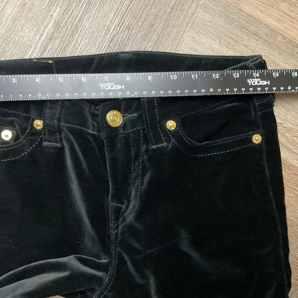 Y2K True Religion Velvet Super Skinny Jeans Womens 29 Black Gold Horseshoe Logo - Picture 9 of 11